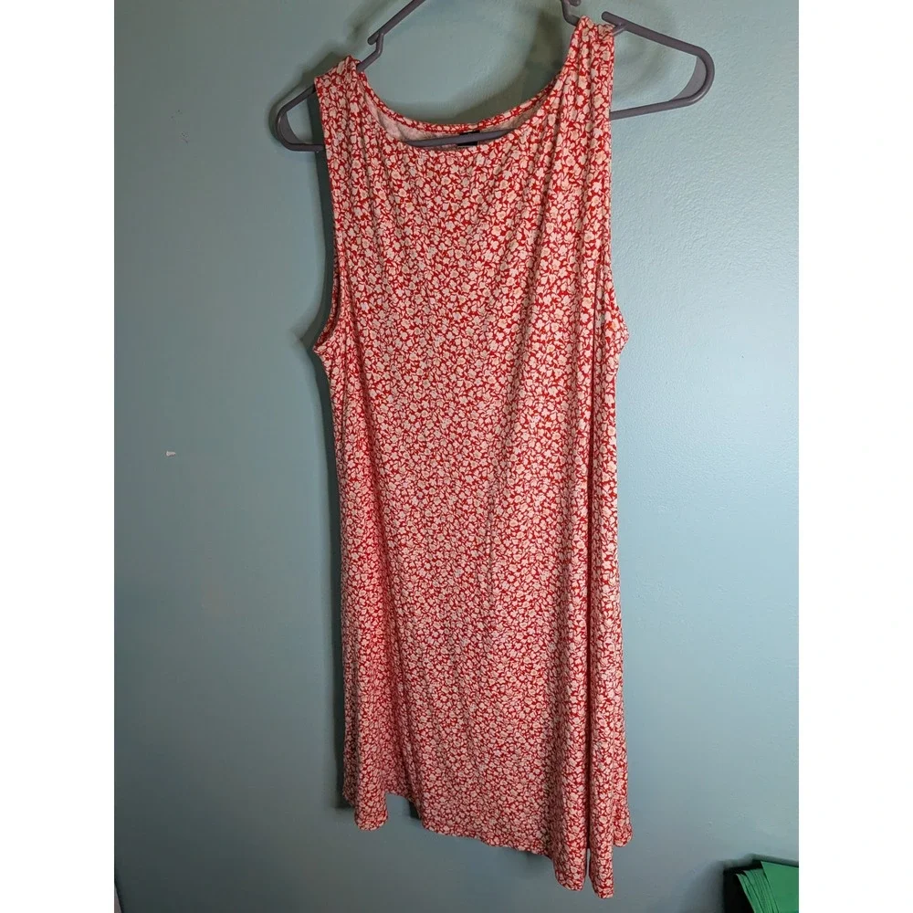 Old Navy Red White‎ Ditsy Floral Sleeveless Shift Dress Womens Medium Petite MP